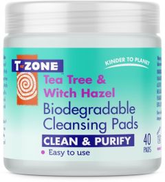 T-Zone Biodegradable Cleansing Pads Tea Tree & Witch Hazel (40pcs)