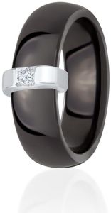 Dondella Black Ceramic And 925 Silver Ring Size 17.75 CJT3-1-R-56