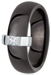 Dondella Black Ceramic And 925 Silver Ring
