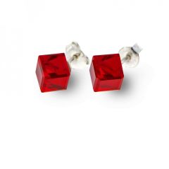 Spark Silver Jewelry Earrings Medium Cube Siam