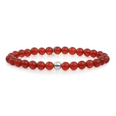 Sparkling Jewels Red Agate & Silver Bead Bracelet Large