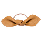 Corinne Leather Bow Big Hair Tie Camel