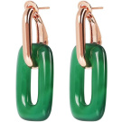 Bronzallure Chain Earrings 2 in 1 Green Agate